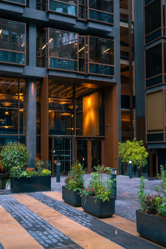 Pall Mall Plaza with live plants